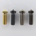 Übersicht von Volcano Düsen aus Messing, Stahl, Kupfer Nickel und E3D Nozzle X